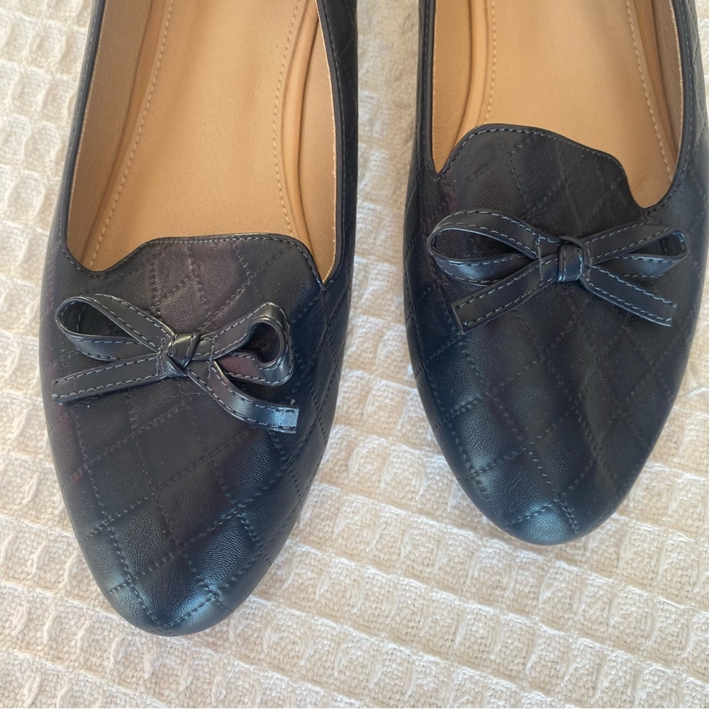 VenusCelia dark blue bow loafer flats size 10 - Picture 3 of 9